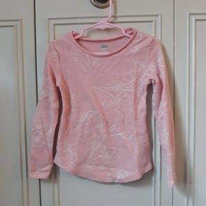 Girls Long Sleeved Floral Waffle Knit Tee